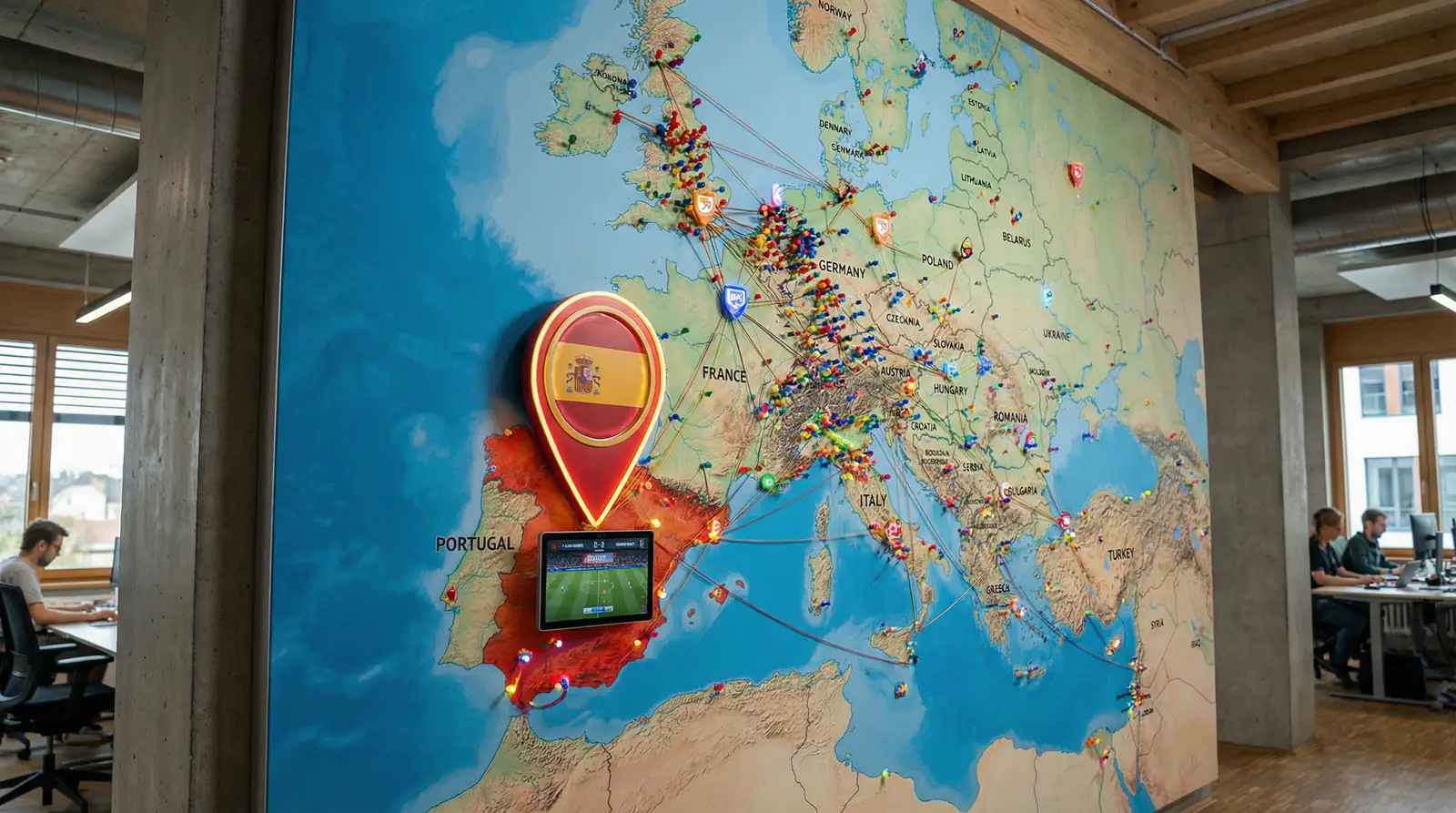 Mapa de Europa con indicadores de volumen de apuestas en esports por región